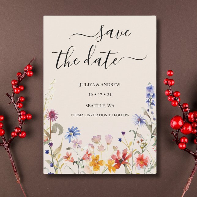 Elegant boho wildflower wedding  save the date (Creator Uploaded)