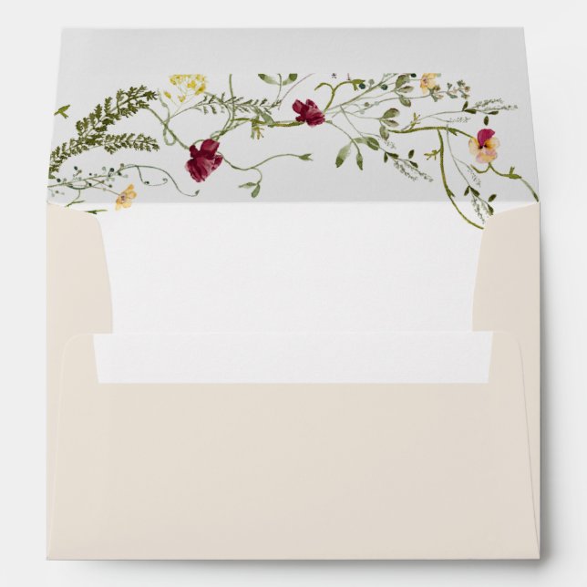 Elegant Boho Wildflowers 5x7 Card Envelope (Back (Bottom))