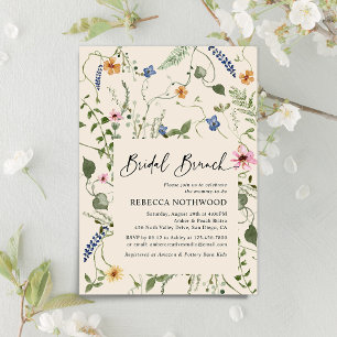 Elegant Boho Wildflowers Bridal Brunch Shower Invitation