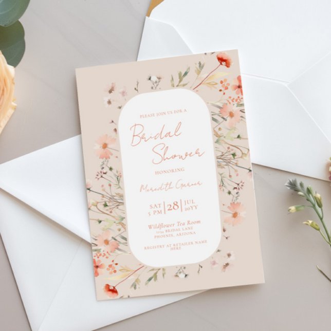 Elegant Boho Wildflowers Bridal Shower Invitation (Creator Uploaded)