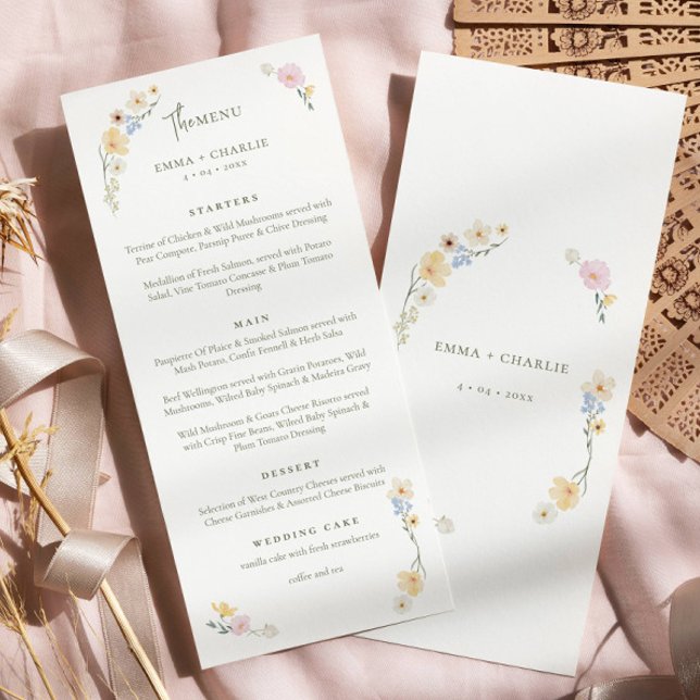 Elegant Boho wildflowers Script Wedding  Menu (Creator Uploaded)