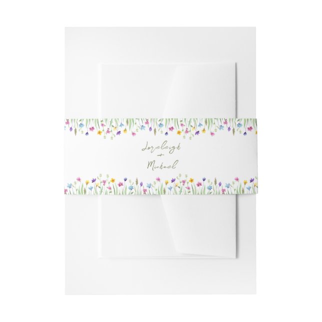 Elegant Boho wildflowers wedding Invitation Belly Band (Front Example)
