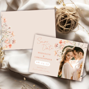 Elegant Boho Wildflowers Wedding Photo Save The Date