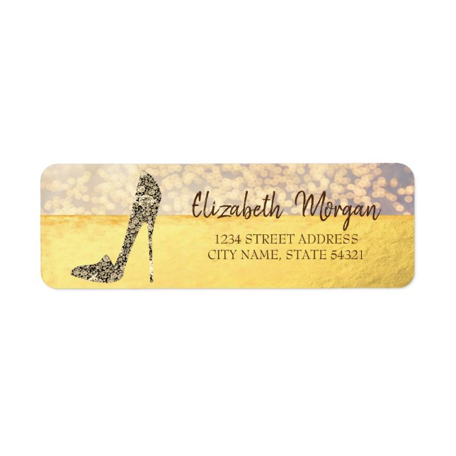 Elegant, Bokeh Diamond High Heels Address Label (Front)