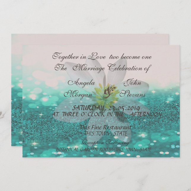 Elegant Bokeh ,Glittery,Daisy  Wedding Invitation (Front/Back)