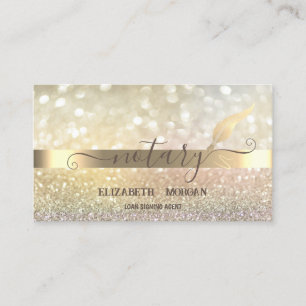 Elegant Bokeh Gold Feather Notary Business Card