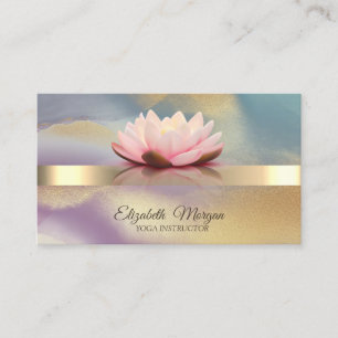 Elegant Bokeh Gold, Lotus Flower Colourful Yoga Business Card