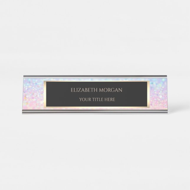 Elegant Bokeh Ombre Frame Desk Name Plate (Front)