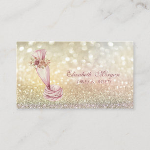 Elegant Bokeh Piping Bag Flowers Whisk Bakery  Business Card