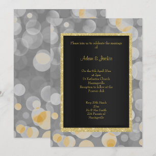 ELEGANT BOKEH SILVER GOLD  WEDDING INVITATION