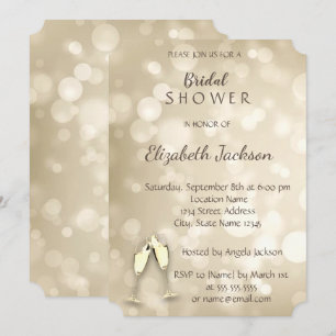 Elegant Bokeh Wine Glasses  Bridal Shower Invitation