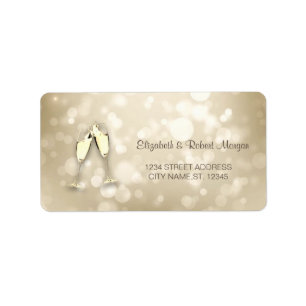 Elegant Bokeh Wine Glasses  Wedding Label