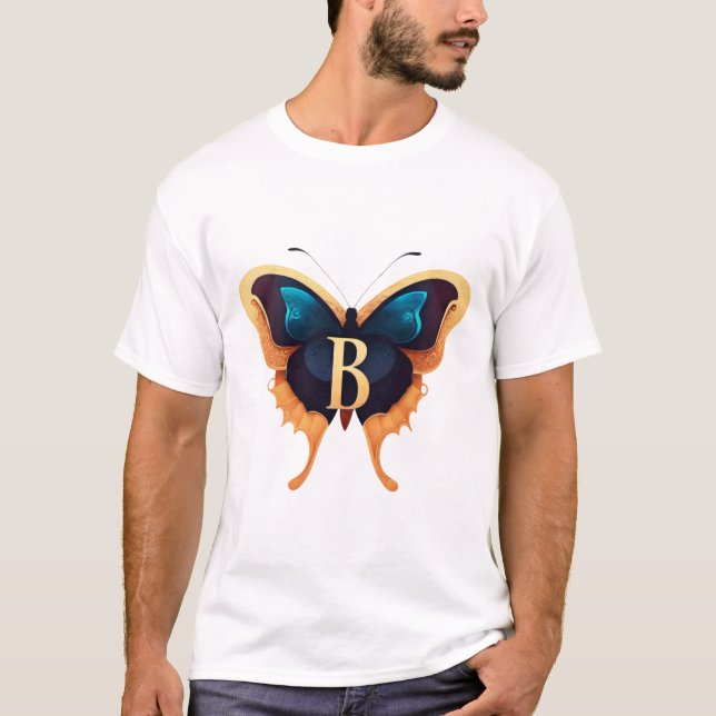 Elegant Bold "B" Font with Butterfly T-Shirt (Front)