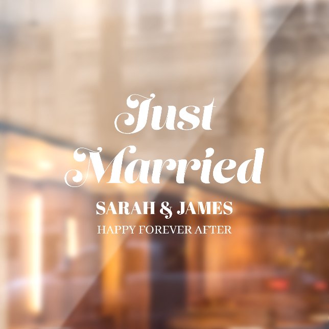 Elegant Bold Calligraphy Just Married Wedding Window Cling (Sheet 2)