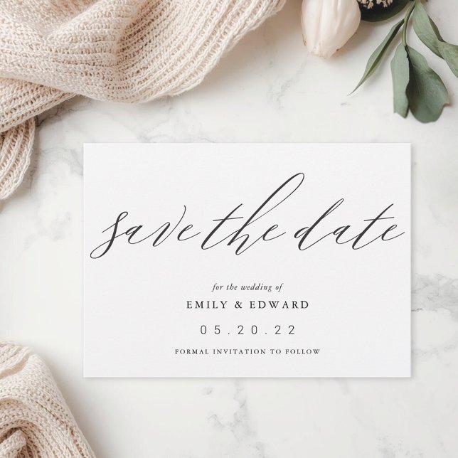 Elegant Bold Calligraphy Non-Photo Wedding Save The Date (Creator Uploaded)