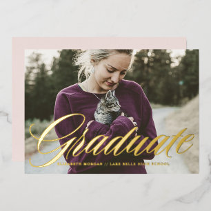 Elegant Bold Calligraphy Photo Graduation Gold