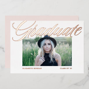 Elegant Bold Calligraphy Photo Graduation Rose