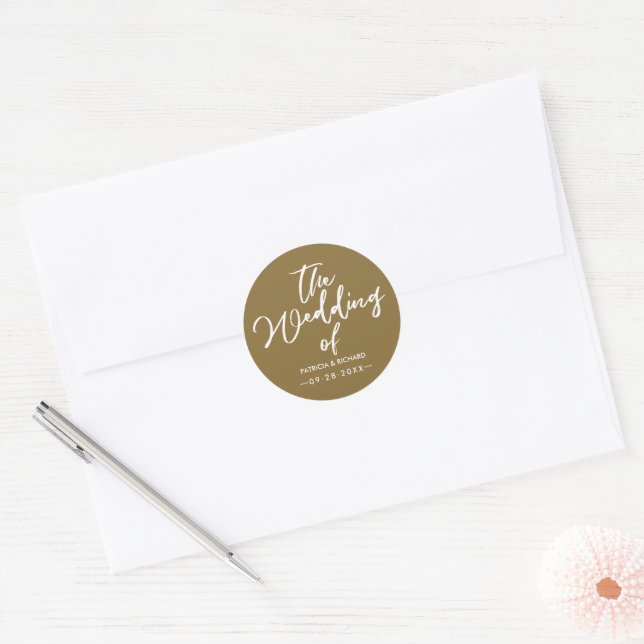 Elegant Bold Calligraphy The Wedding Of Classic Round Sticker (Envelope)