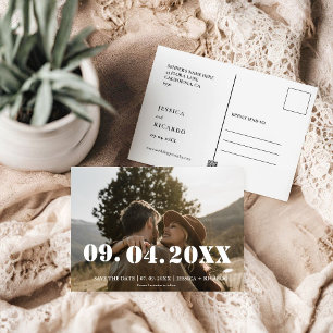 Elegant Bold Letter Photo Wedding Save the date Postcard