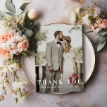 Elegant bold modern text wedding postcard<br><div class="desc">an elegant yet simple white text design with a bold look and a lovely photo,  the image and text can be personalized.</div>