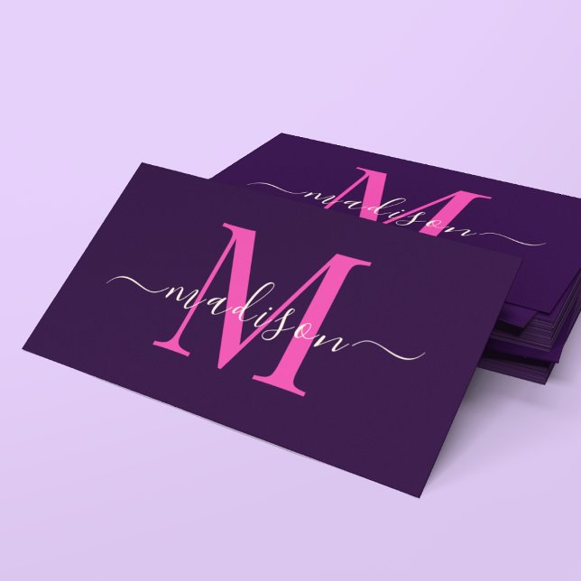 Elegant Bold Monogram Pink Typography Feminine  Business Card (Creator Uploaded)