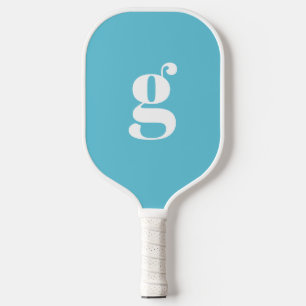 Elegant Bold Monogrammed Initial Medium Turquoise Pickleball Paddle