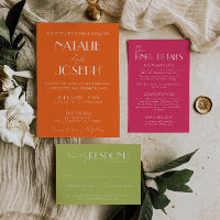 Elegant Bold Orange Stylish Retro Wedding