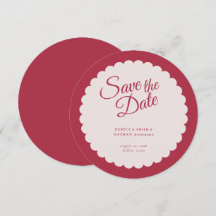 Elegant Bold Pink Script Scallop Wedding  Save The Date