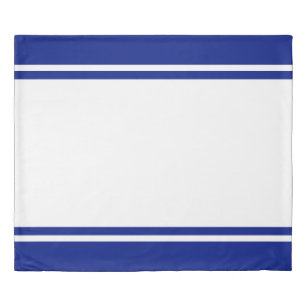 Elegant Bold Royal Navy Blue White Racing Stripes Duvet Cover