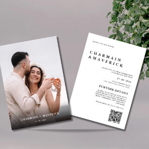 Elegant Bold Typo Photo QR Code Wedding Invitation