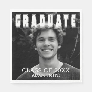 Elegant Bold Typography Photo Graduation Party Napkin