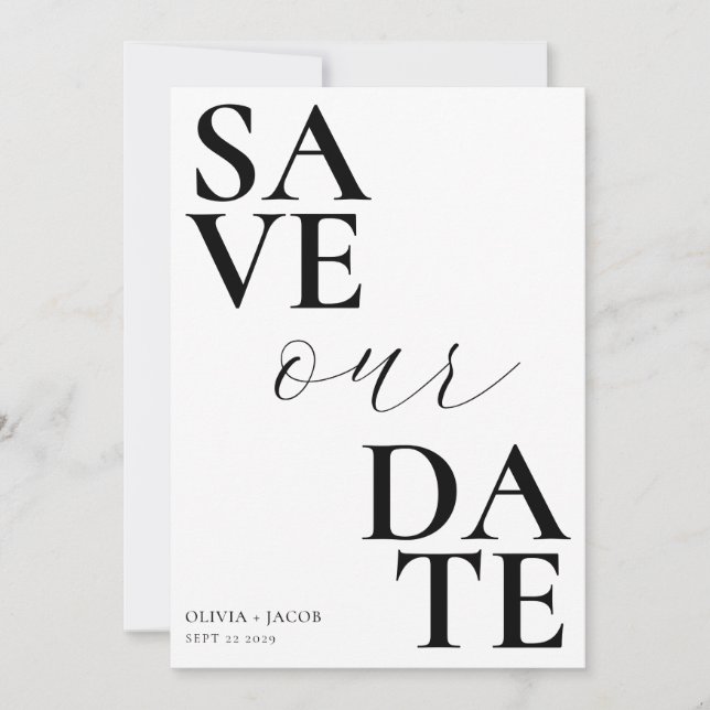 Elegant Bold Typography Script Wedding Save The Date (Front)