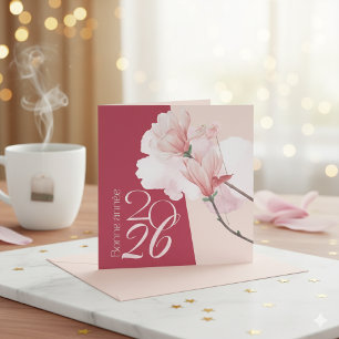 Elegant Bonne Année 2026 Floral Card