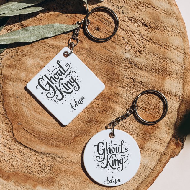 Elegant "Boo King" Name Halloween Calligraphy Keychain (Creator Uploaded)