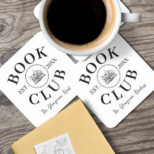 Elegant Book Club Members Personalized Gift  Square Paper Coaster