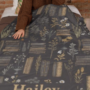 Elegant Book Design - Dark Academia - Vintage Book Fleece Blanket