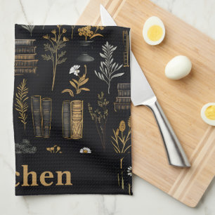 Elegant Book Design - Dark Academia - Vintage Book Kitchen Towel