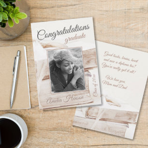 Elegant Book Stack Congratulations Graduate Photo  Holiday Card