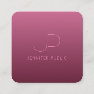 Elegant Bordeaux Colour Template Modern Monogram Square Business Card