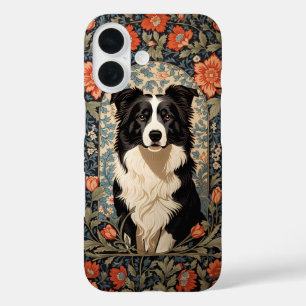 Elegant Border Collie William Morris Inspired iPhone 16 Case