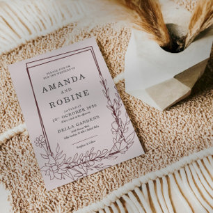 Elegant Border Flower Modern Wedding Invitation