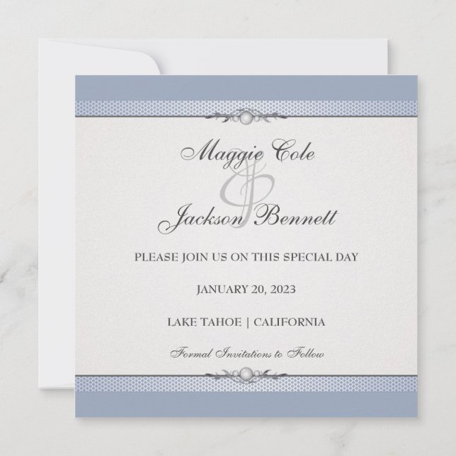 Elegant Border Save The Date (Back)