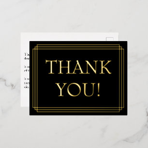 Elegant, Bordered “THANK YOU” Foil Postcard