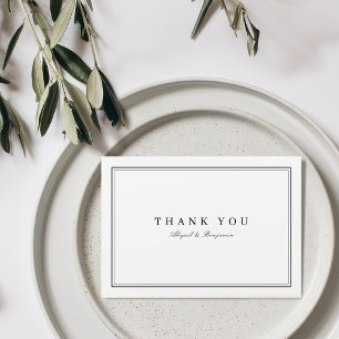 Elegant borders black white minimalist thank you card