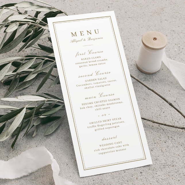 Elegant borders gold classy minimalist wedding menu (Elegant borders gold classy minimalist wedding menu)