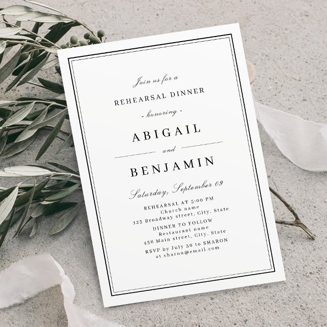 Elegant borders gold minimalist rehearsal dinner invitation (Elegant borders gold minimalist rehearsal dinner invitation)