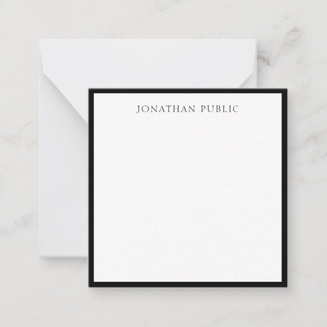 Elégant Bordure noire Blanc Moderne Simple Modèle (Devant)