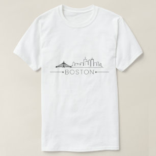 Elegant Boston City Line Art, Modern Urban Skyline T-Shirt
