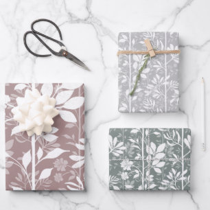 Elegant Botanic Climbing Vines Soft Silhouette Wrapping Paper Sheet