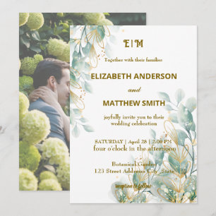 Elegant Botanic couples rustic photo wedding Invitation